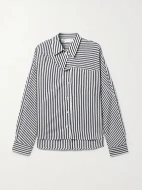 Charcoal striped poplin shirt