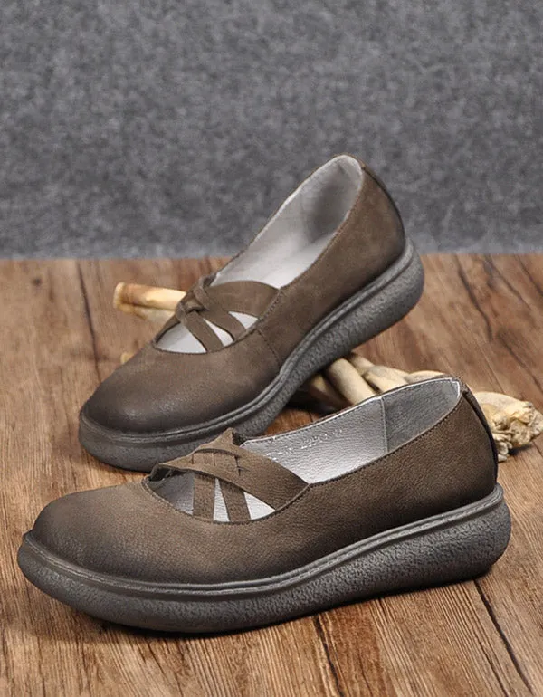 Comfortable Cross Strap Flats Loafers