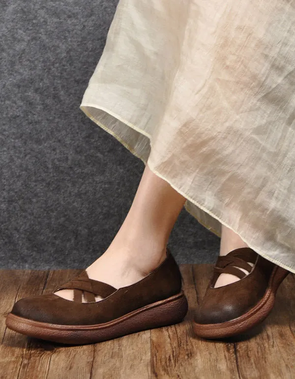 Comfortable Cross Strap Flats Loafers