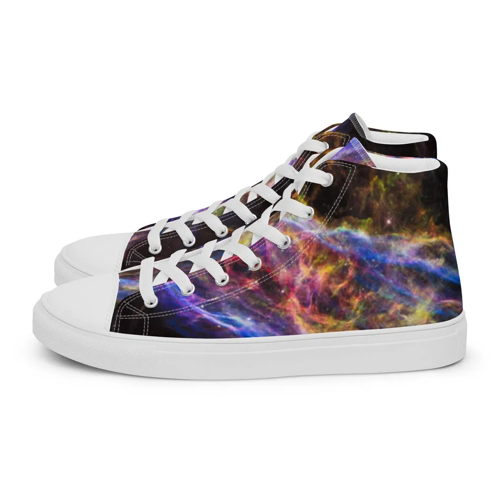 Cosmic Veil Nebula High Top Canvas Sneakers (Women's Sizing)