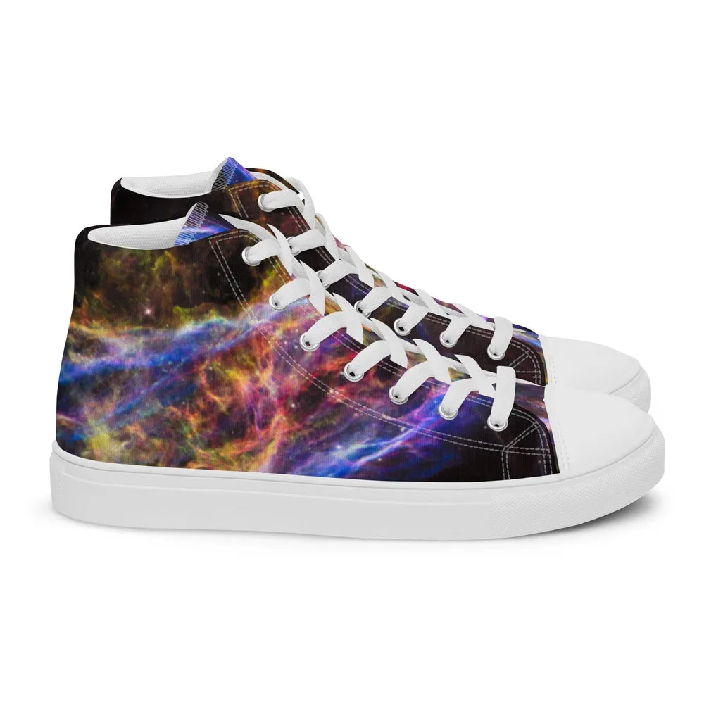 Cosmic Veil Nebula High Top Canvas Sneakers (Women's Sizing)