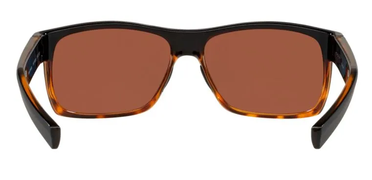 Costa Del Mar Half Moon Black/Shiny Tort Frame - Green Mirror 580 Glass Lens - Polarized Sunglasses