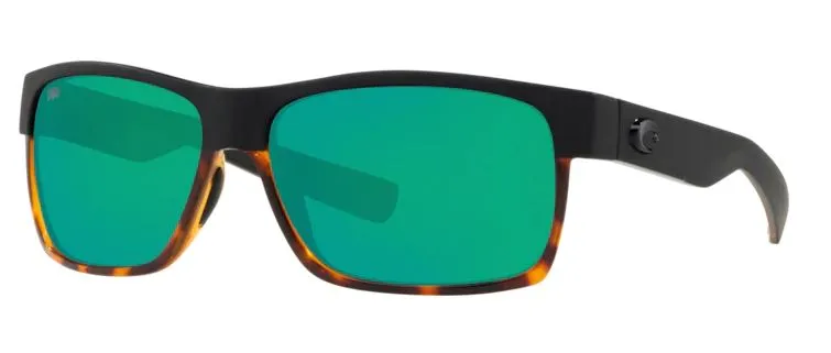 Costa Del Mar Half Moon Black/Shiny Tort Frame - Green Mirror 580 Glass Lens - Polarized Sunglasses