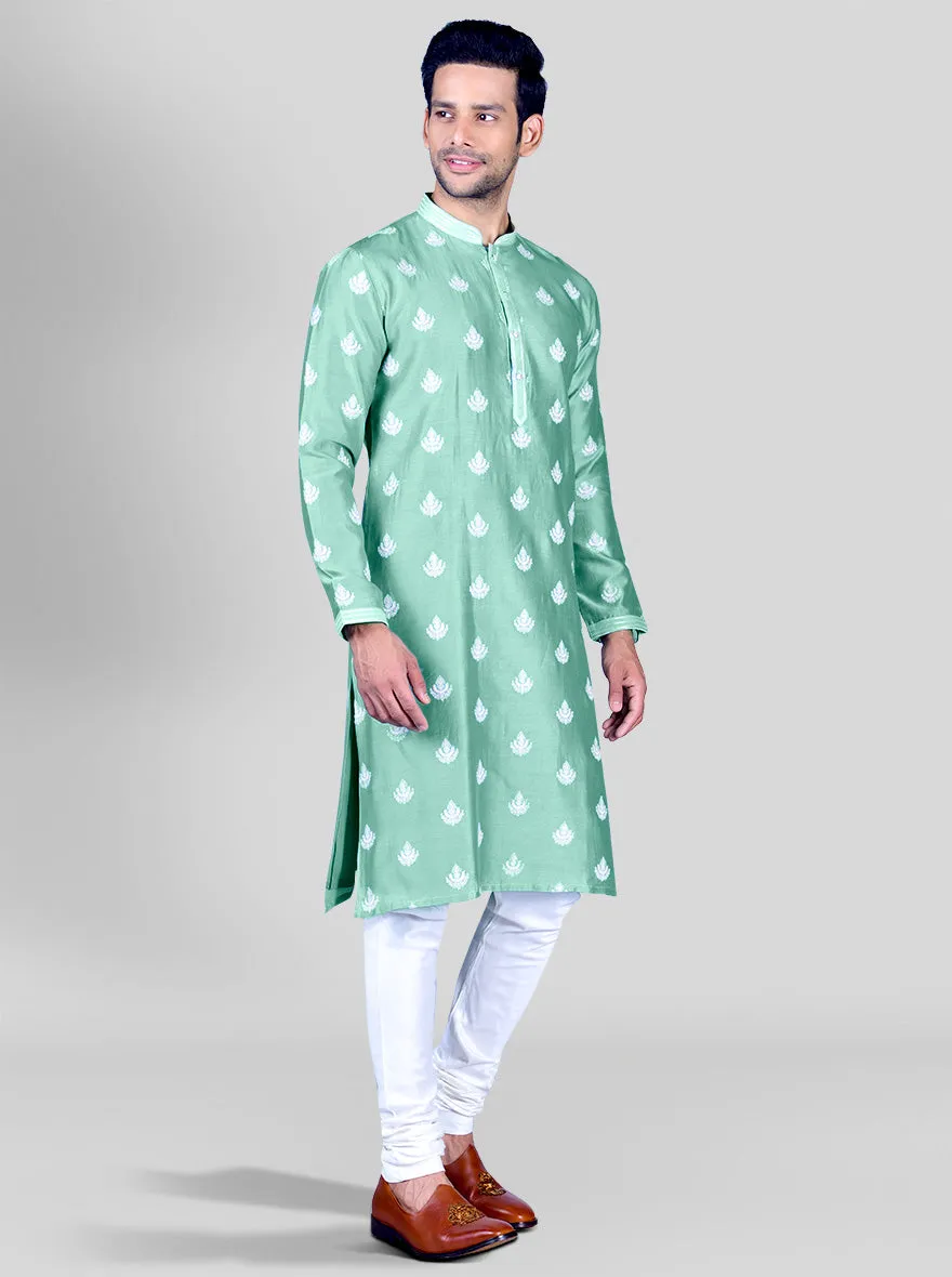 Cream & Green Kurta Set | TULA