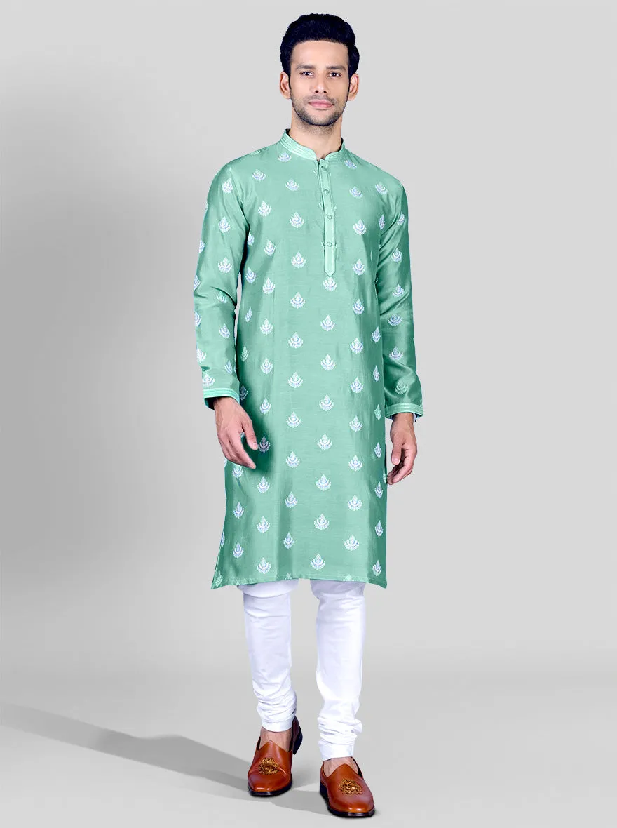 Cream & Green Kurta Set | TULA