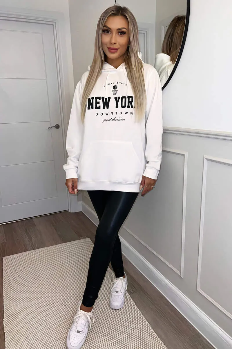 Cream New York Slogan Hoodie