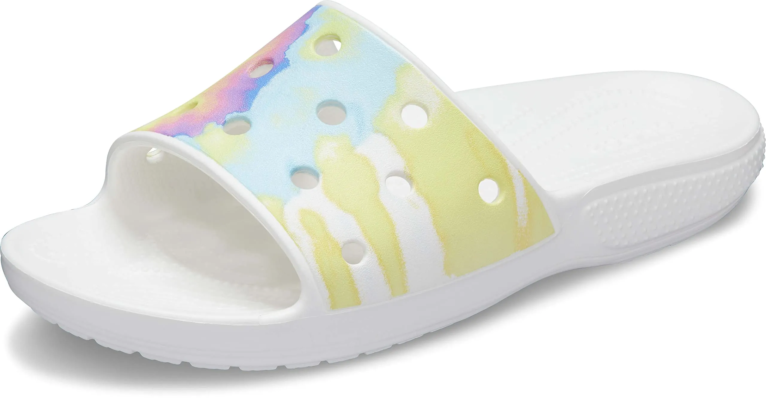 Crocs Unisex Adult Classic tie dye Slides White/Multi Flip-Flop-5 Kids UK (206520-94S)