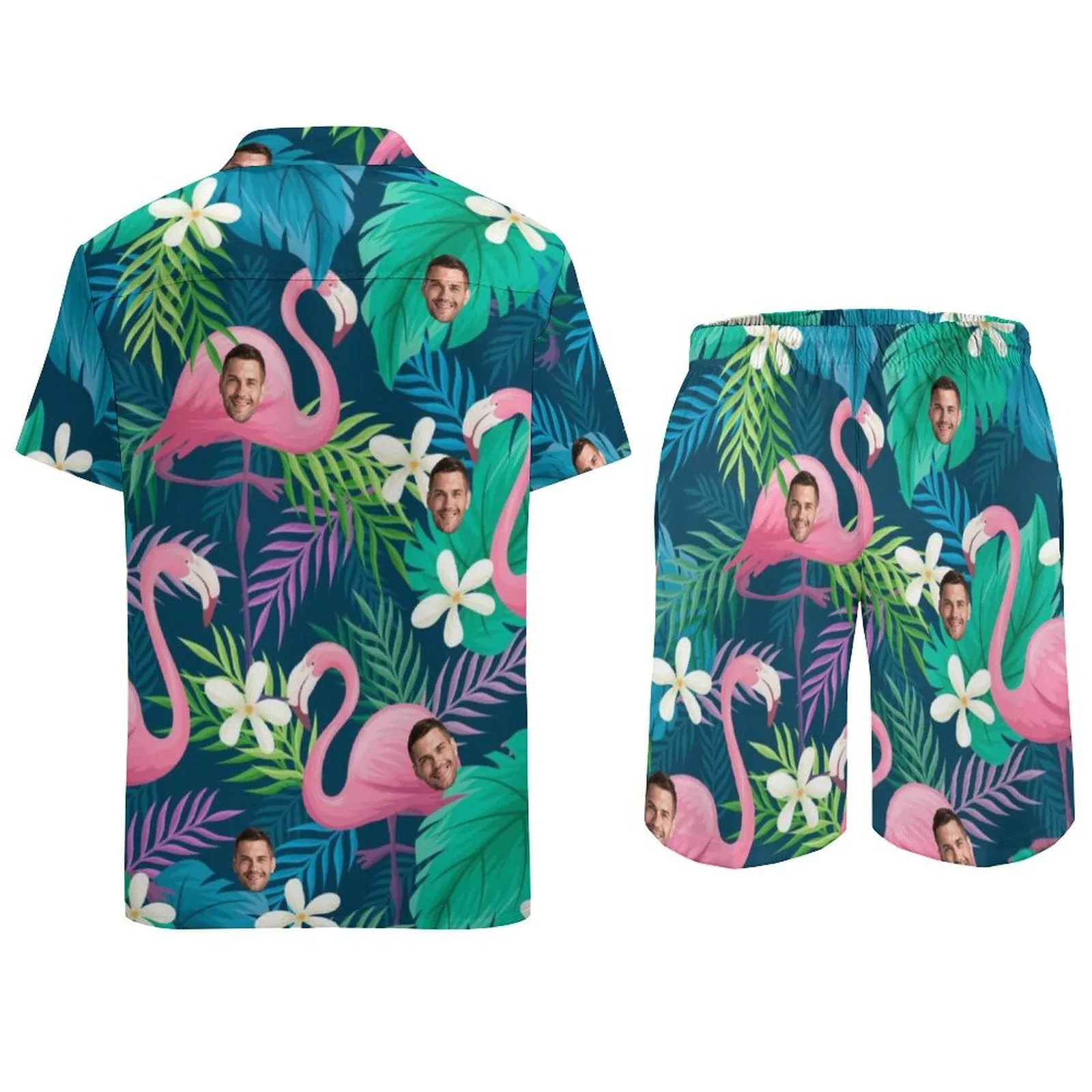 Custom Men's Beach Suits with Face Photo Personalized Hawaiian Shirt Suits