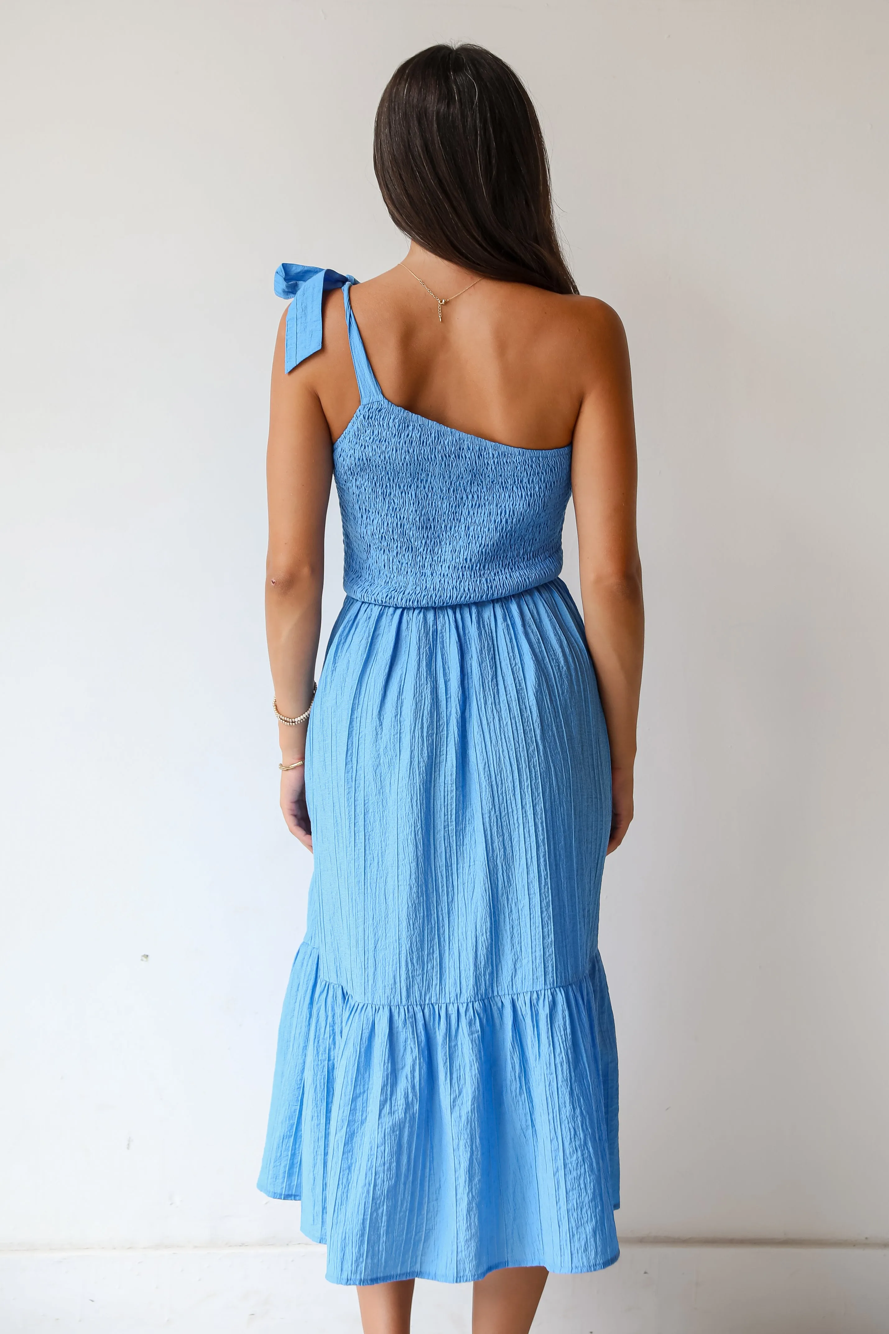 Dedicated To Glamour Blue One-Shoulder Midi Dress