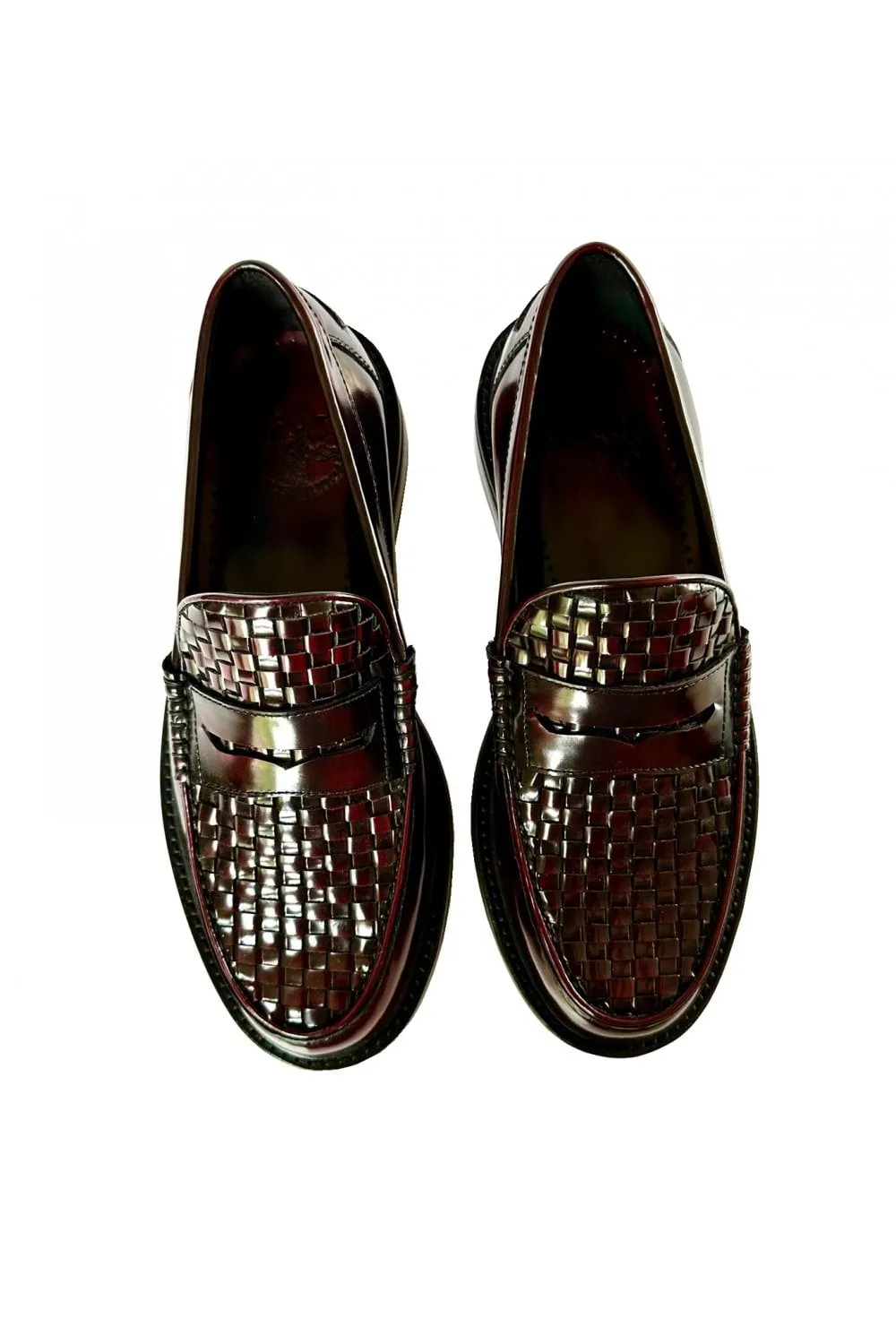 Delicious Junction Oxblood Brummel Basket Weave Loafers