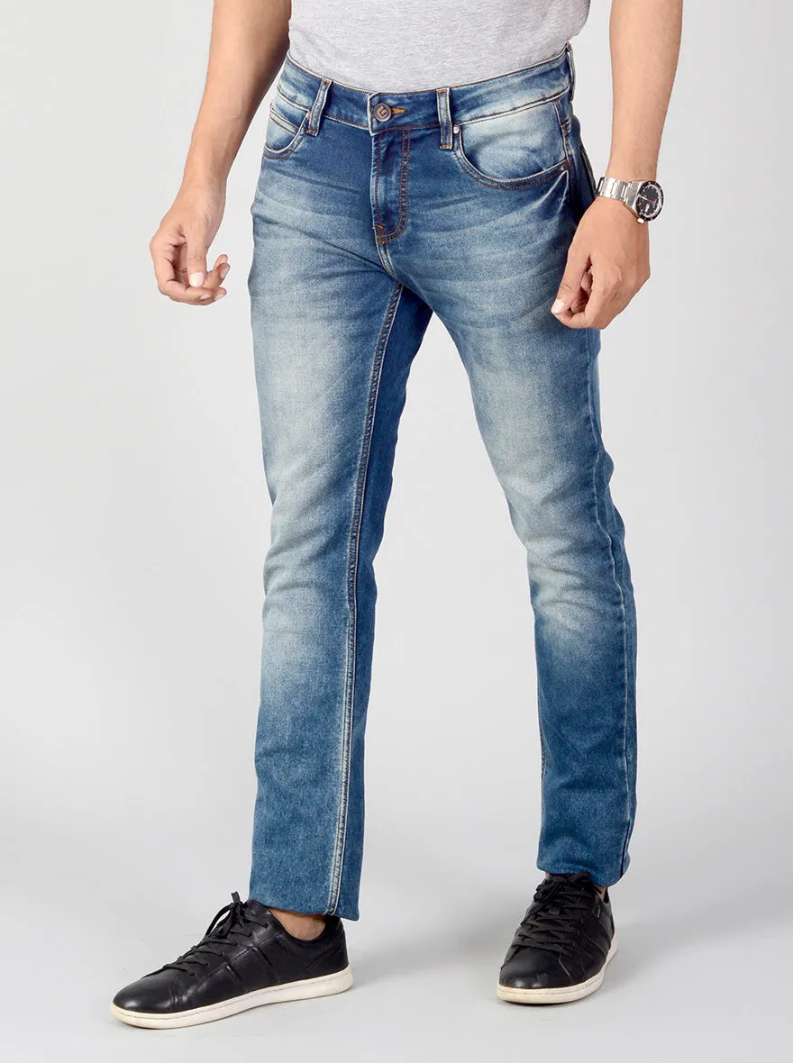 Denim Blue Washed Slim Fit Jeans | Greenfibre