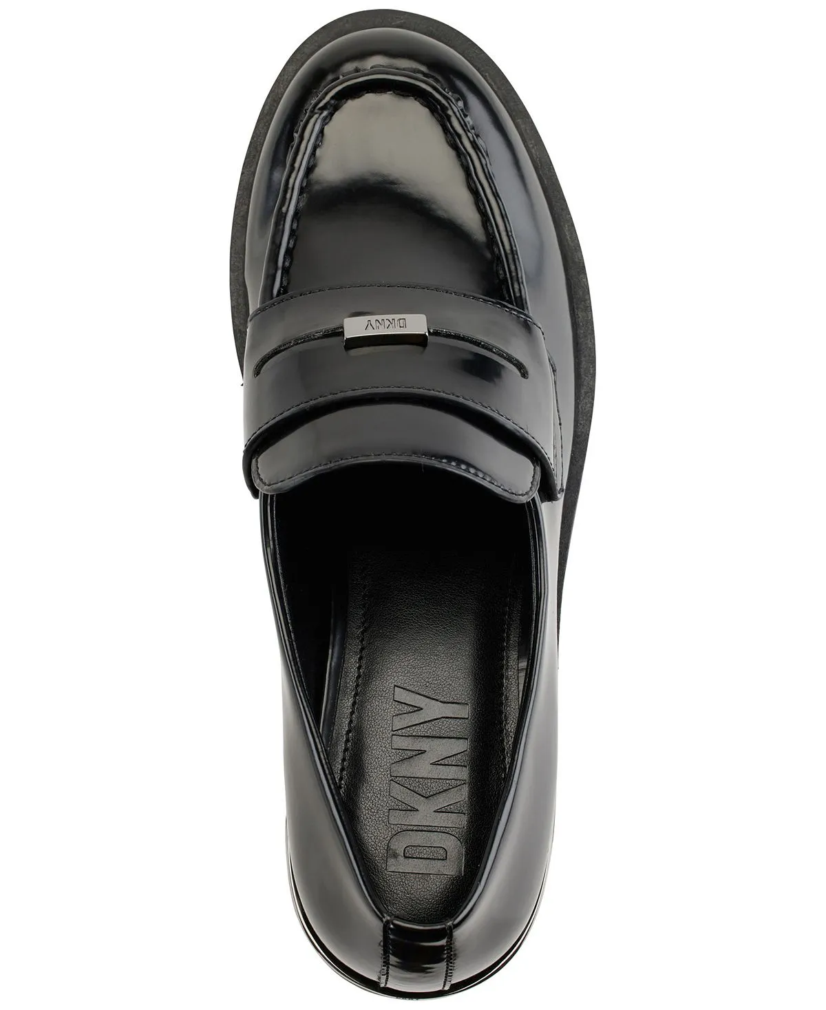 DKNY Women's Ivette Slip-On Flat Penny Loafers Black