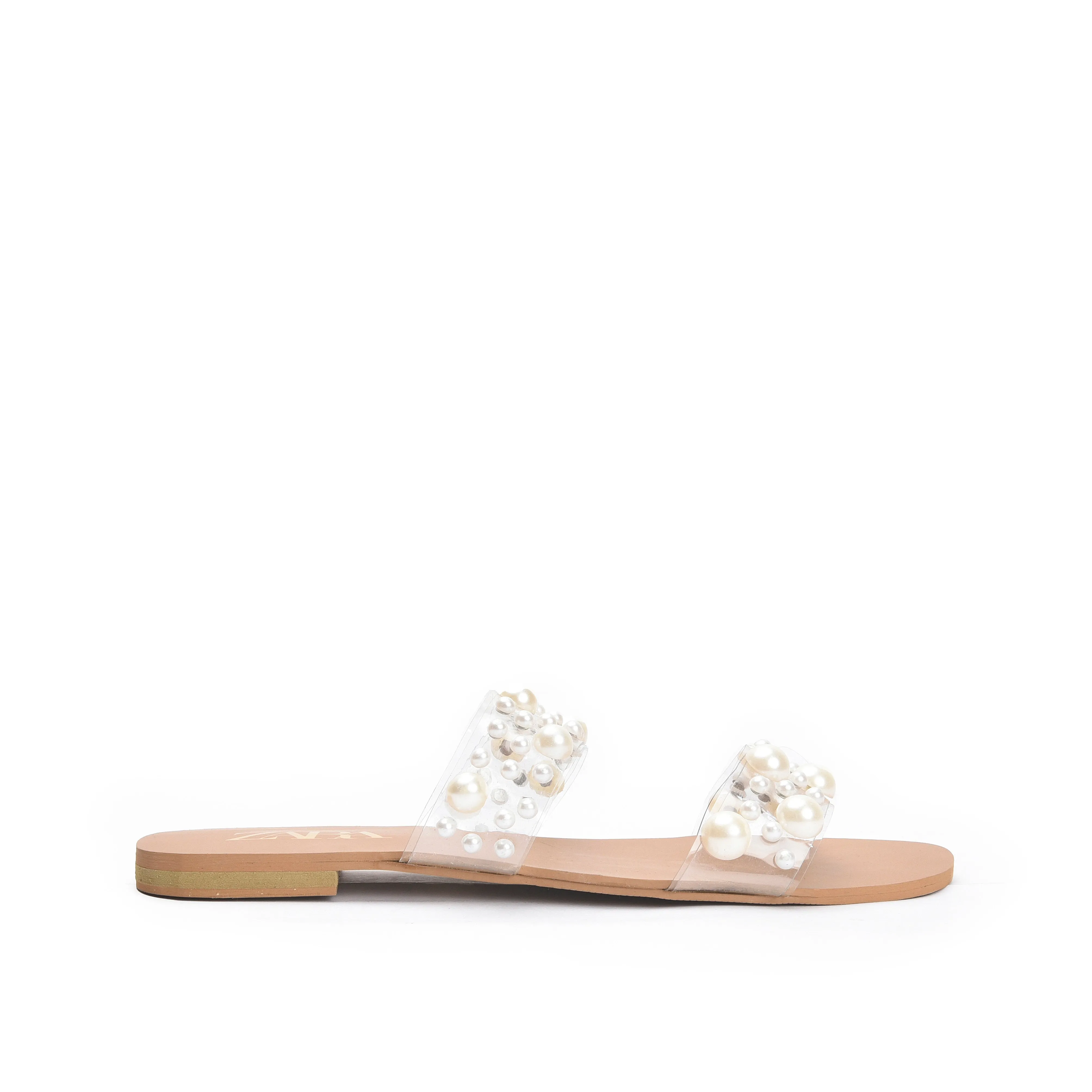 Elegant White Flats with Pearl Embellishments | 519K-W