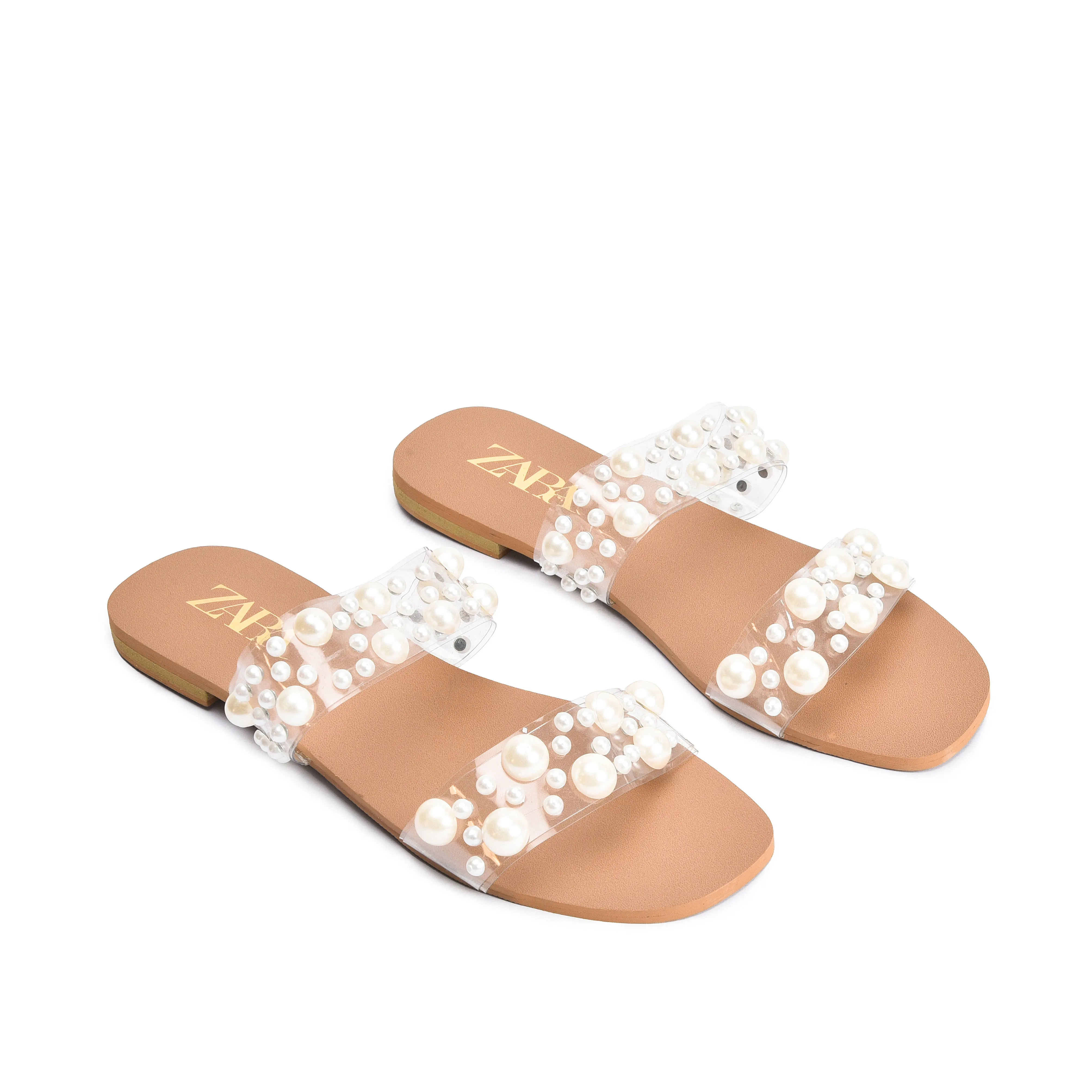 Elegant White Flats with Pearl Embellishments | 519K-W