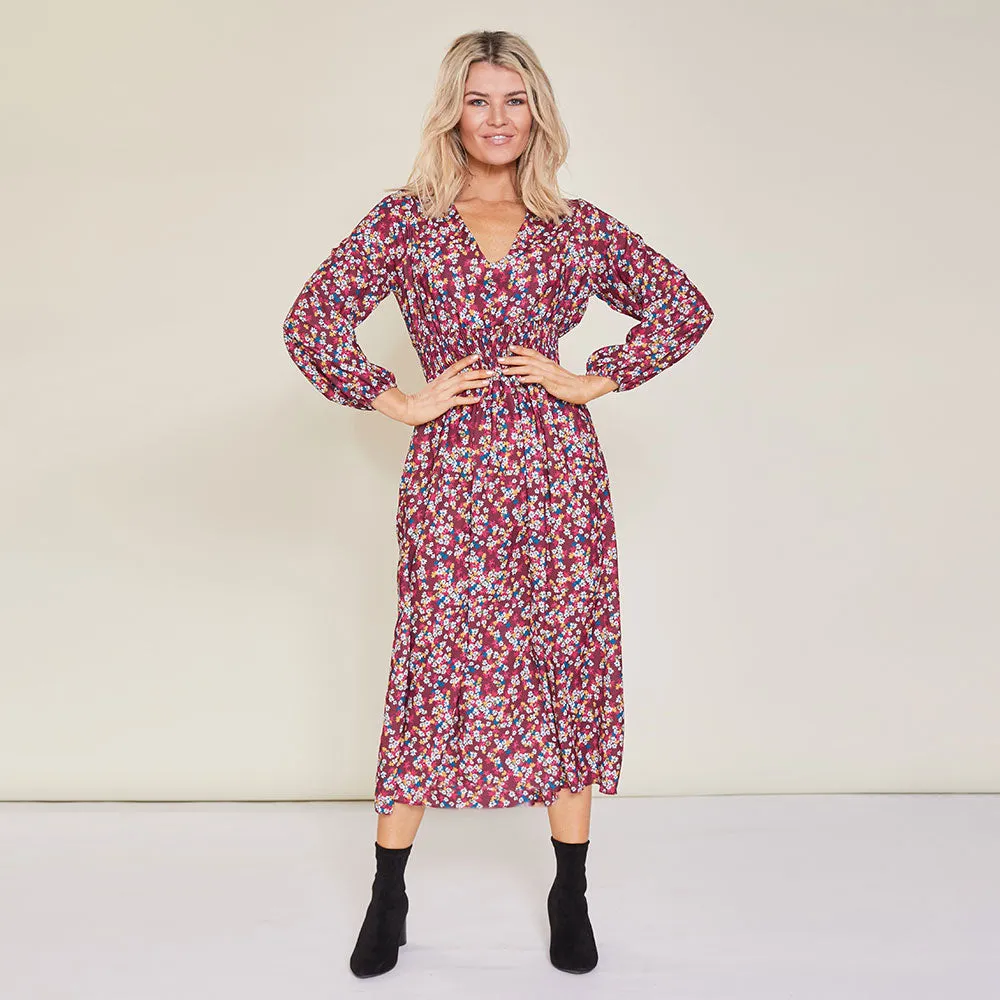 Emily Dress (Floral Burgundy)