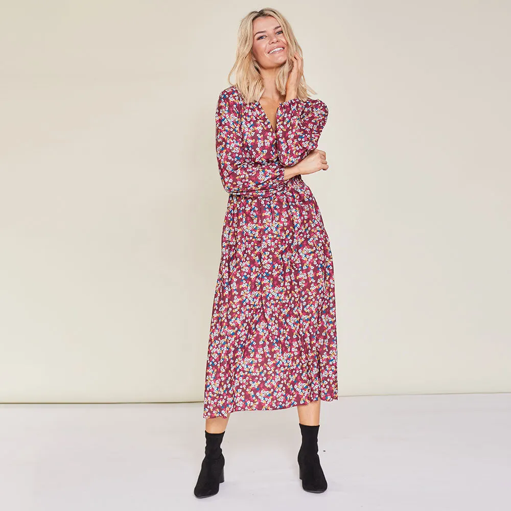 Emily Dress (Floral Burgundy)