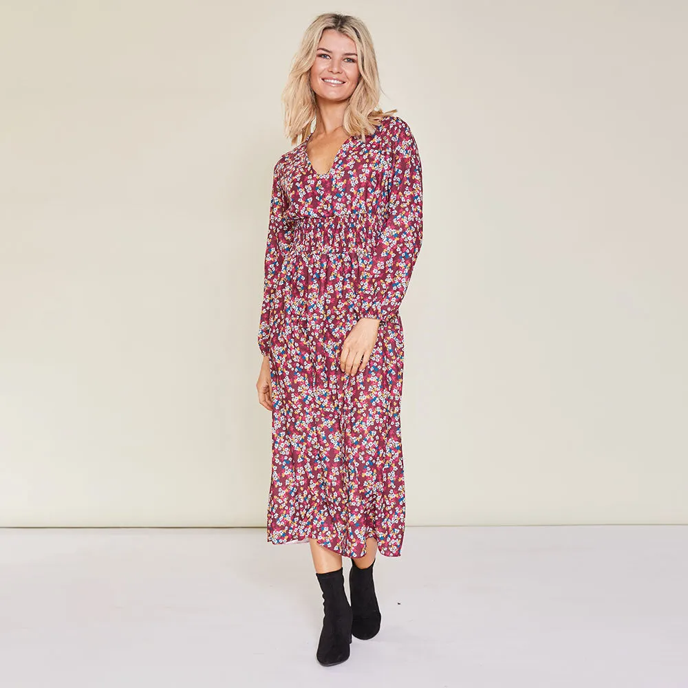 Emily Dress (Floral Burgundy)