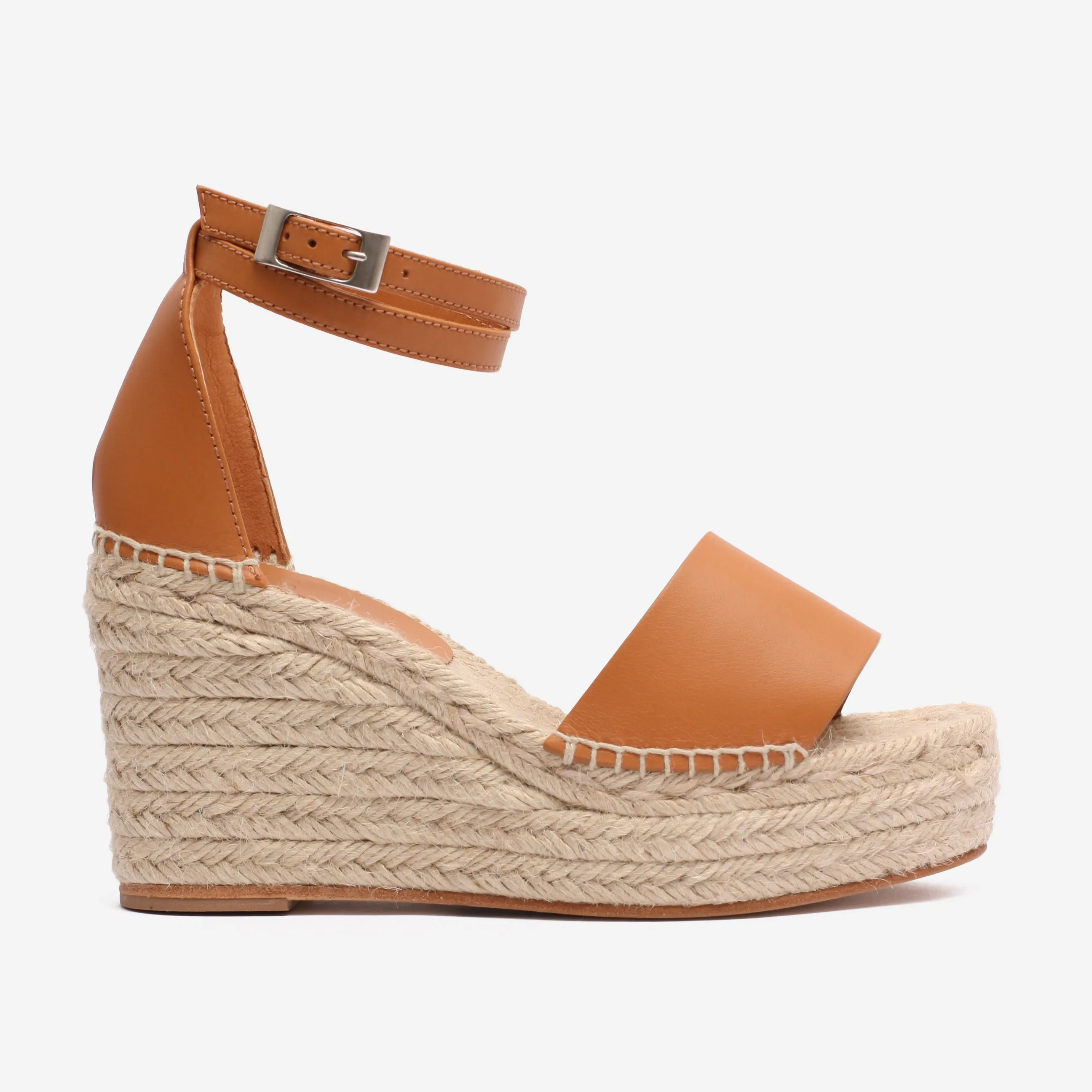 Espadrilles Women Wedge Totem Peach Orange Napa Genuine Leather