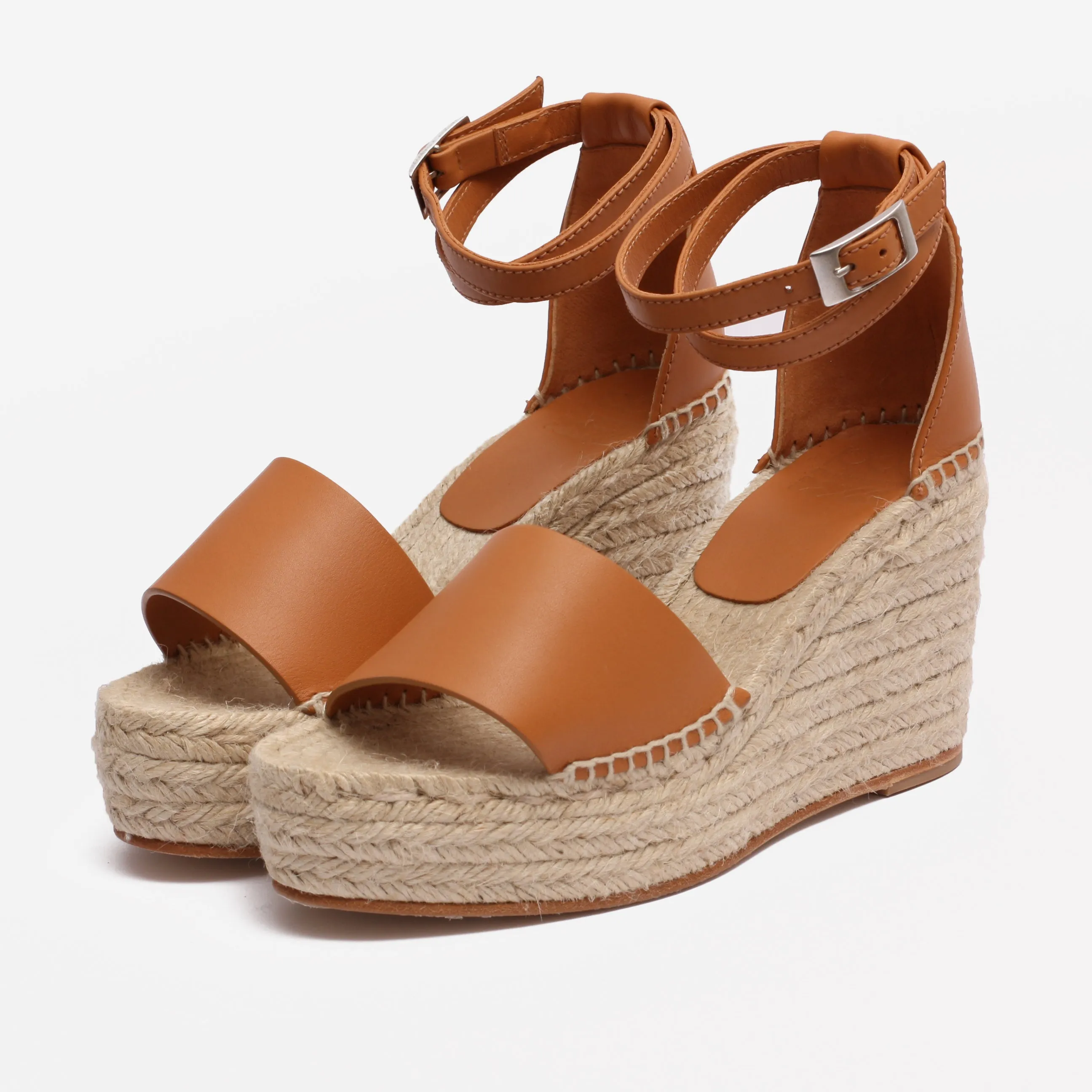 Espadrilles Women Wedge Totem Peach Orange Napa Genuine Leather