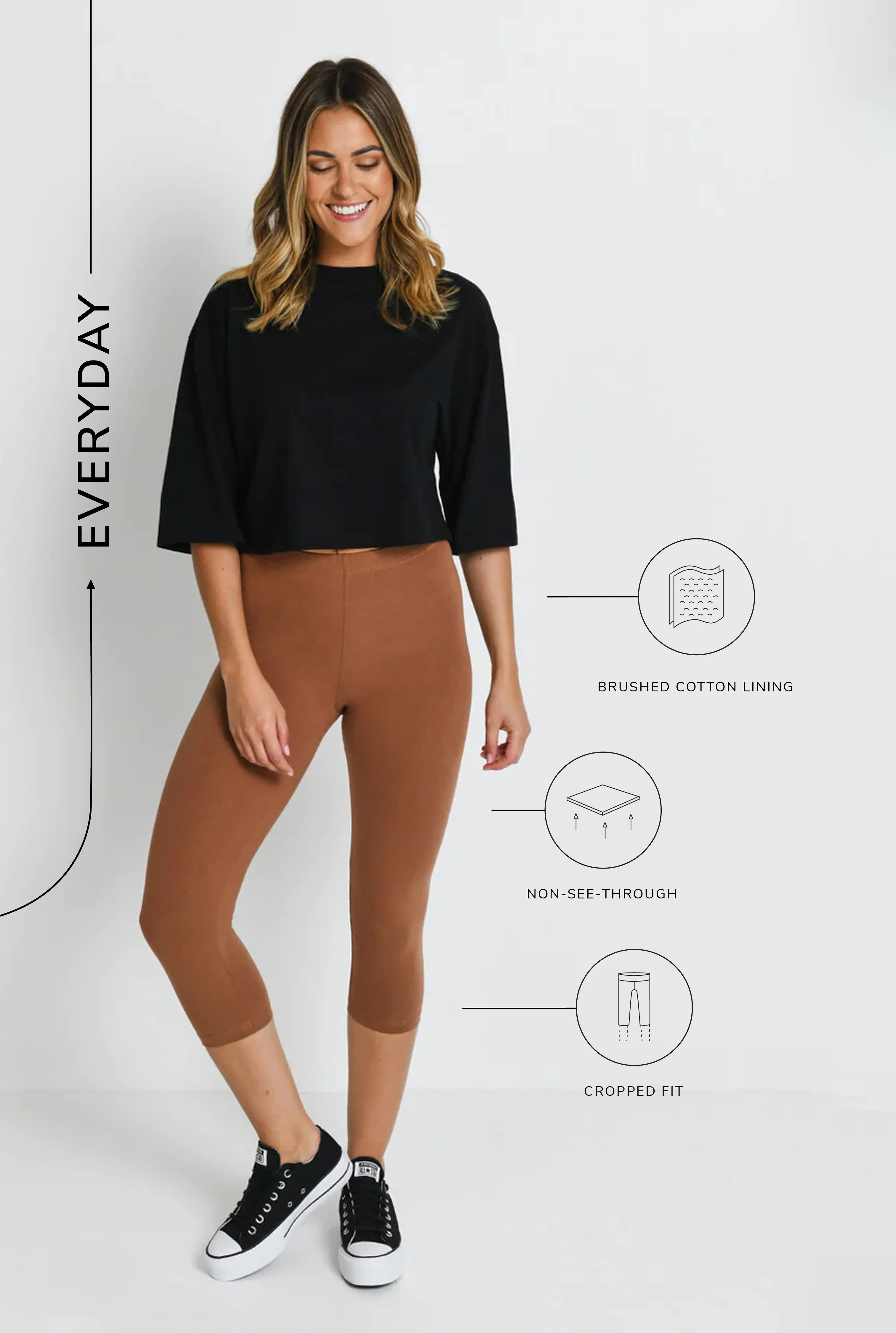 Everyday Cropped Leggings - Mocha Brown