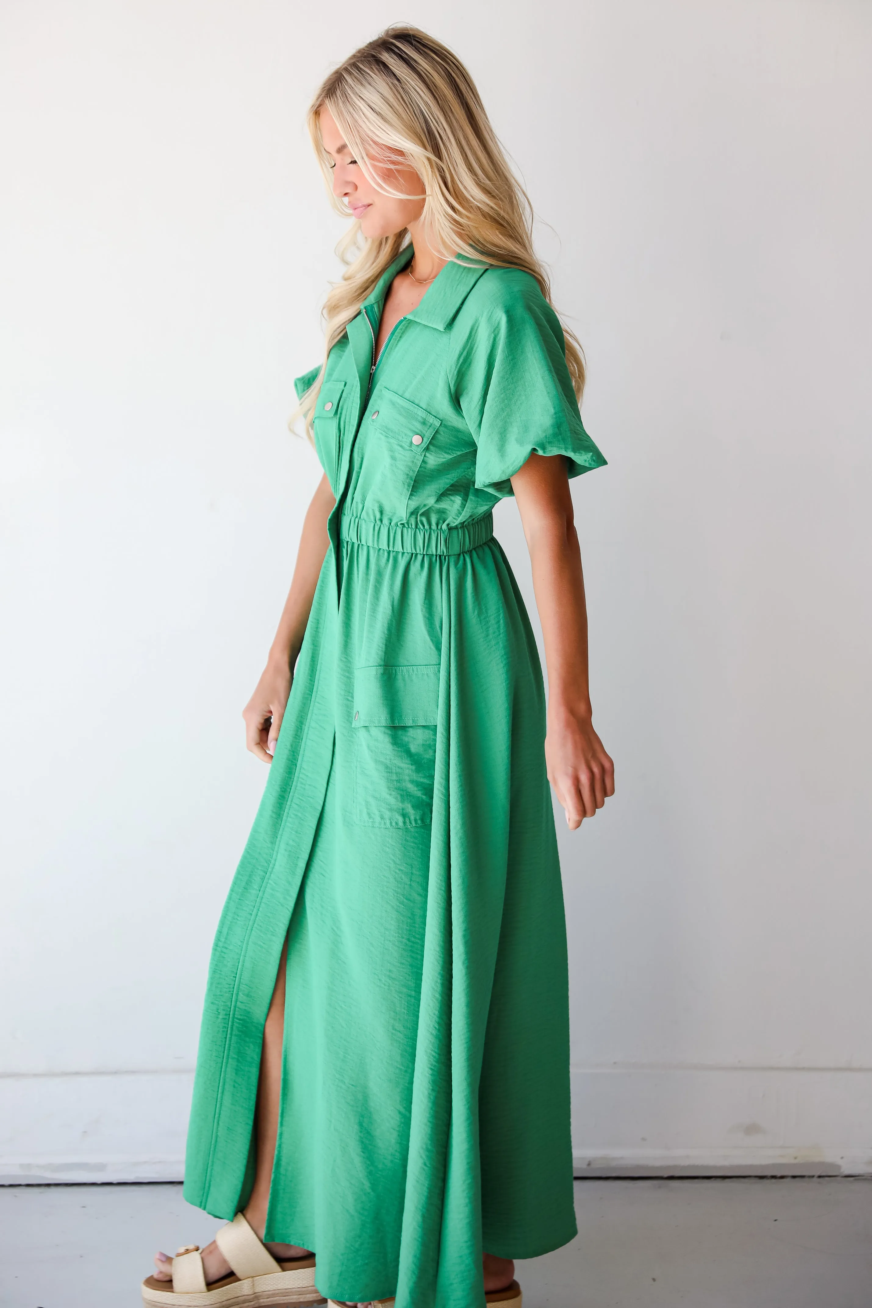 Exceptional Crush Kelly Green Maxi Dress