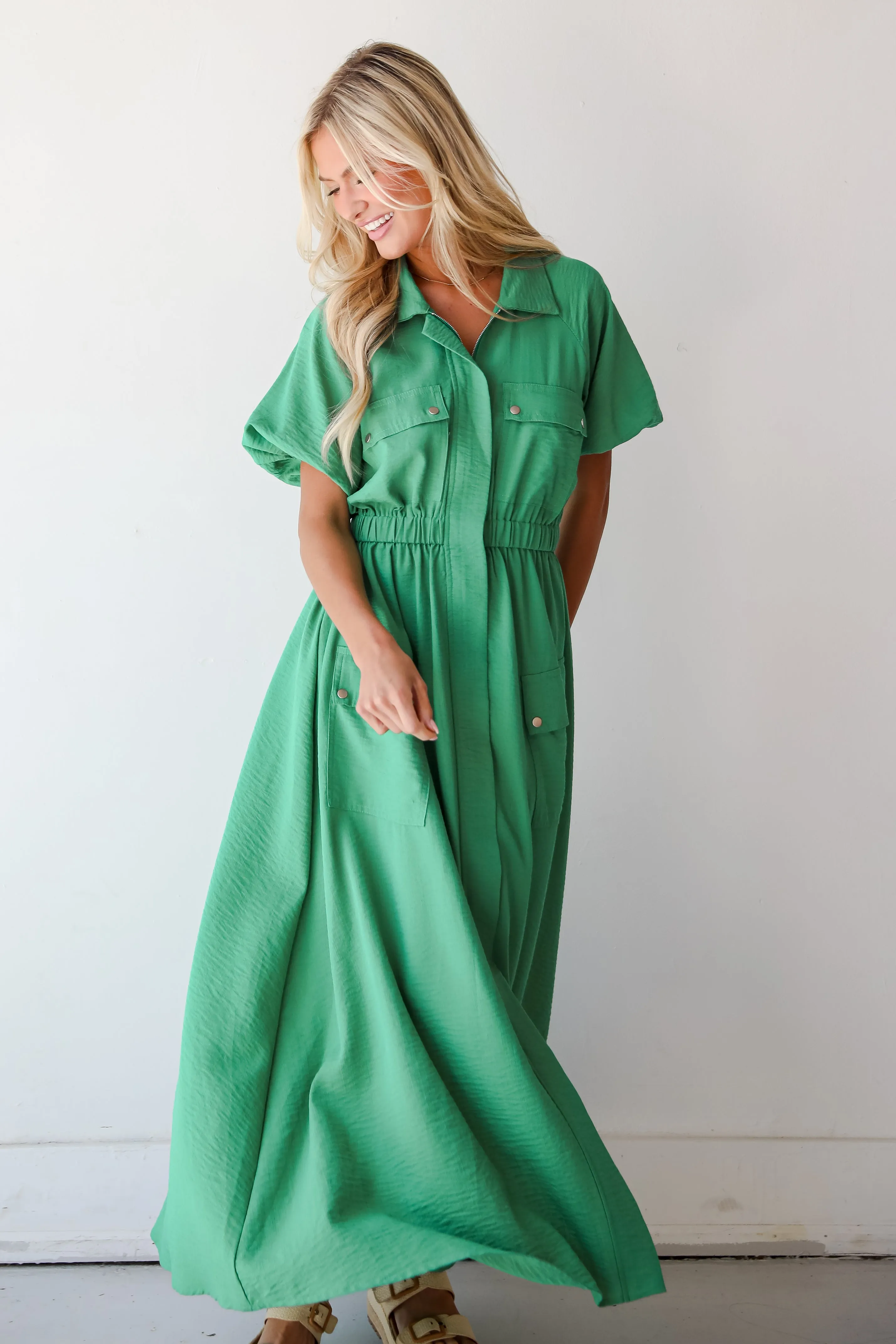 Exceptional Crush Kelly Green Maxi Dress