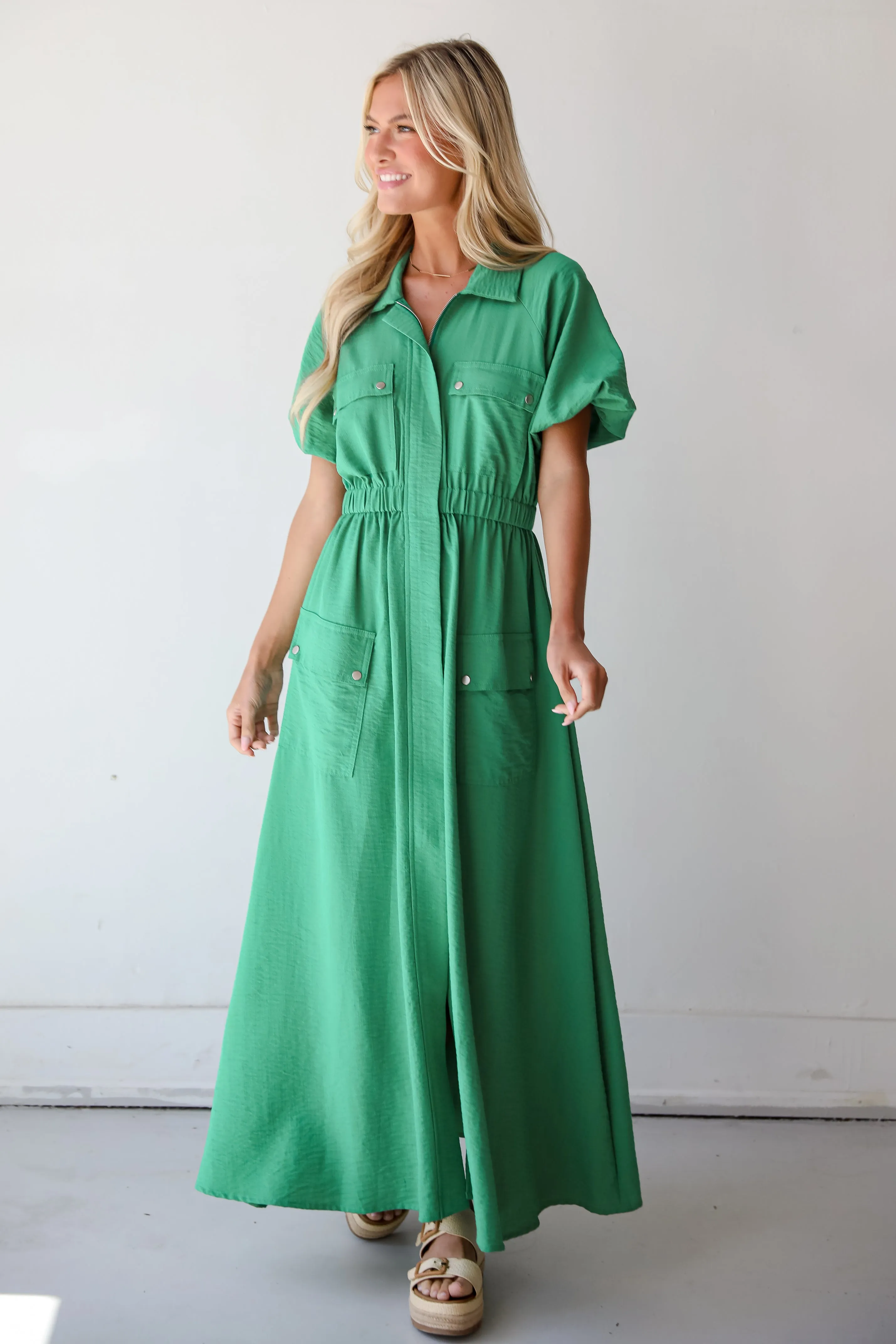 Exceptional Crush Kelly Green Maxi Dress