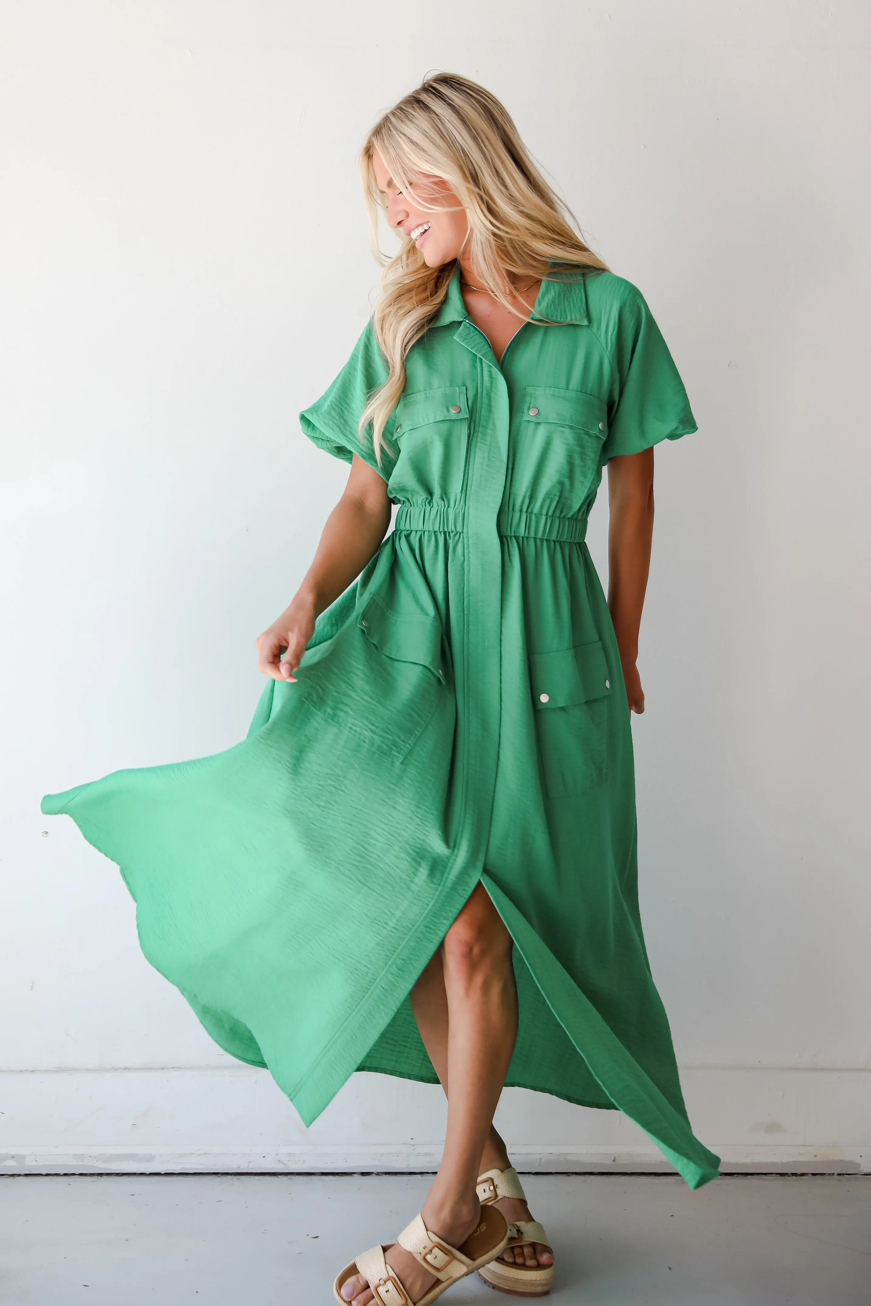 Exceptional Crush Kelly Green Maxi Dress