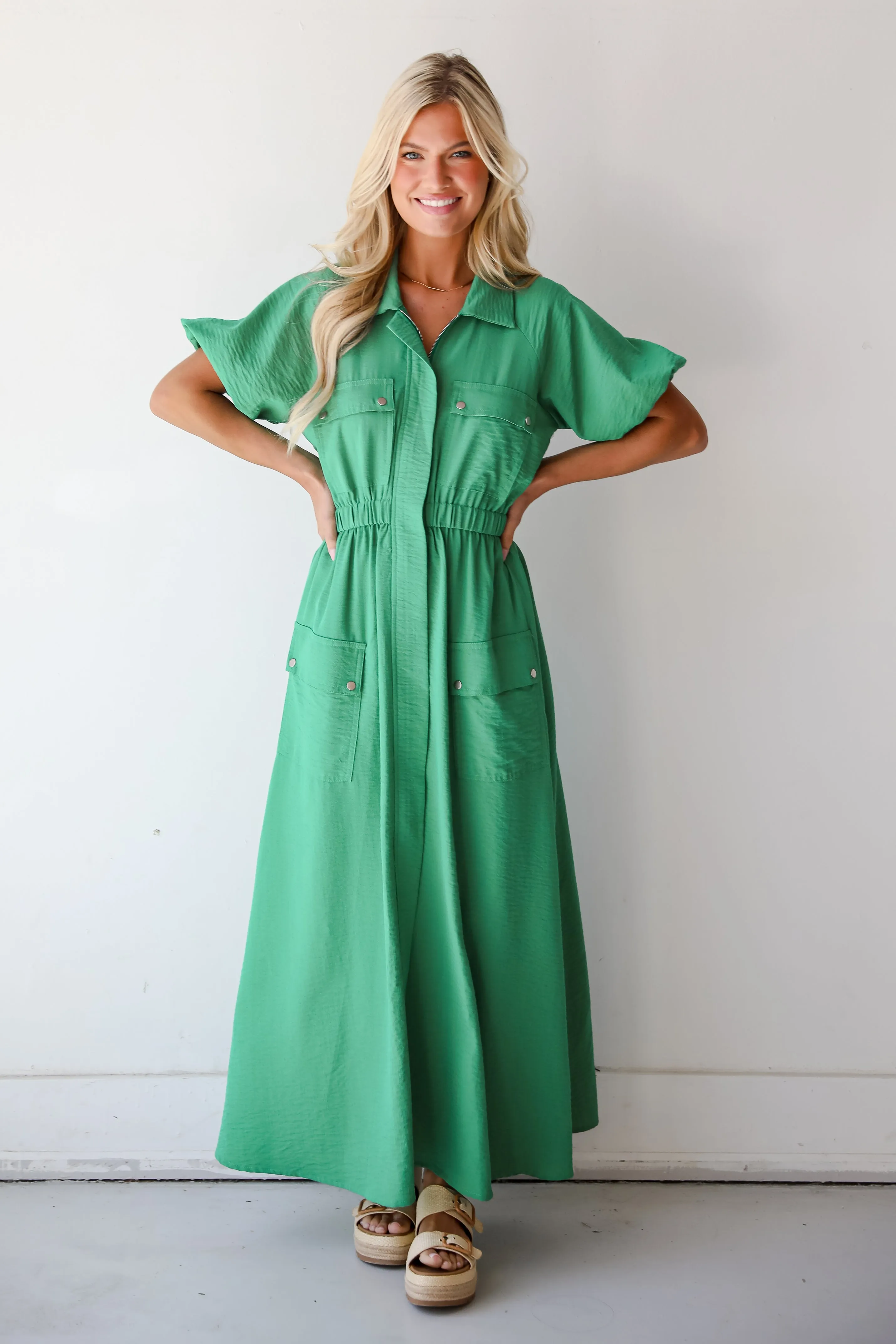 Exceptional Crush Kelly Green Maxi Dress