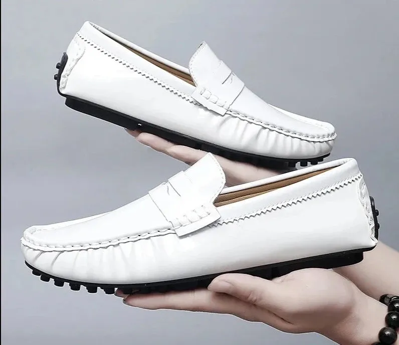 Fashion Casual Shoes Handmade High Quality PU Leather Glossy Slip-on Comfortable Breathable Loafers Size 35-48