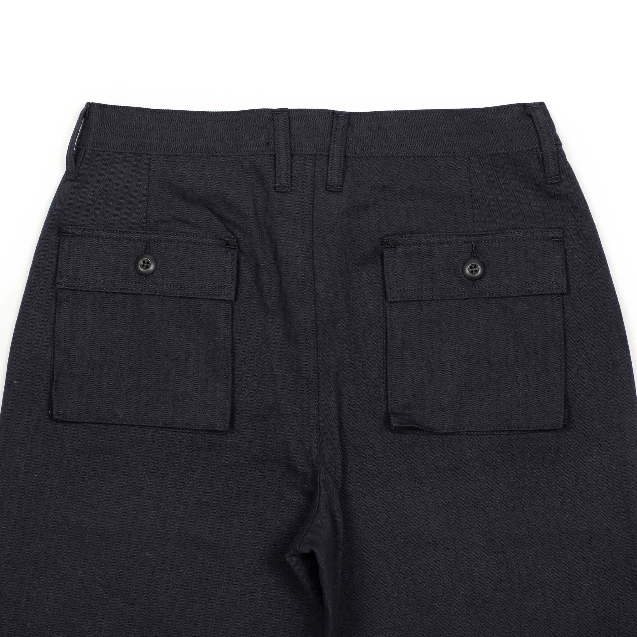 Fatigue pants in midnight blue washed cotton herringbone twill