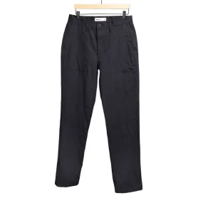 Fatigue pants in midnight blue washed cotton herringbone twill