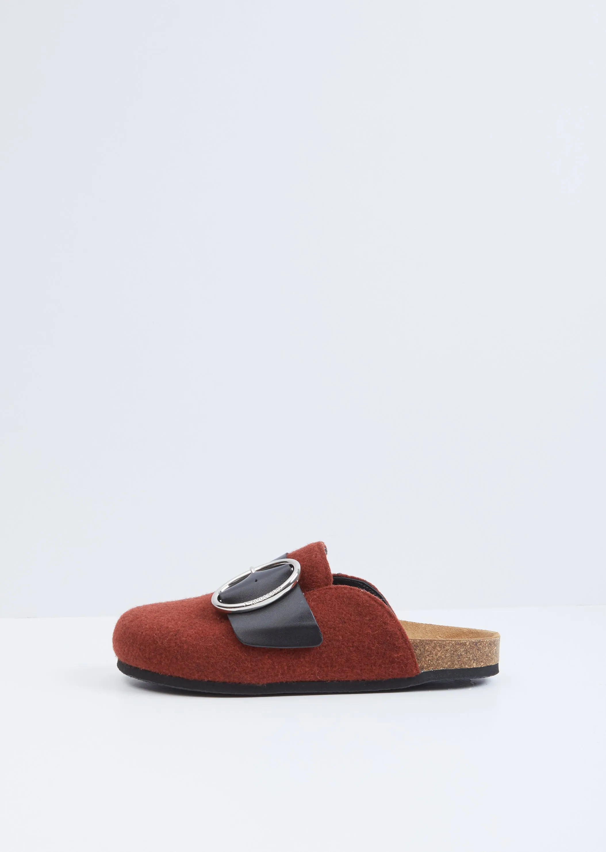 Felt Buckle Loafer — Rust / Black