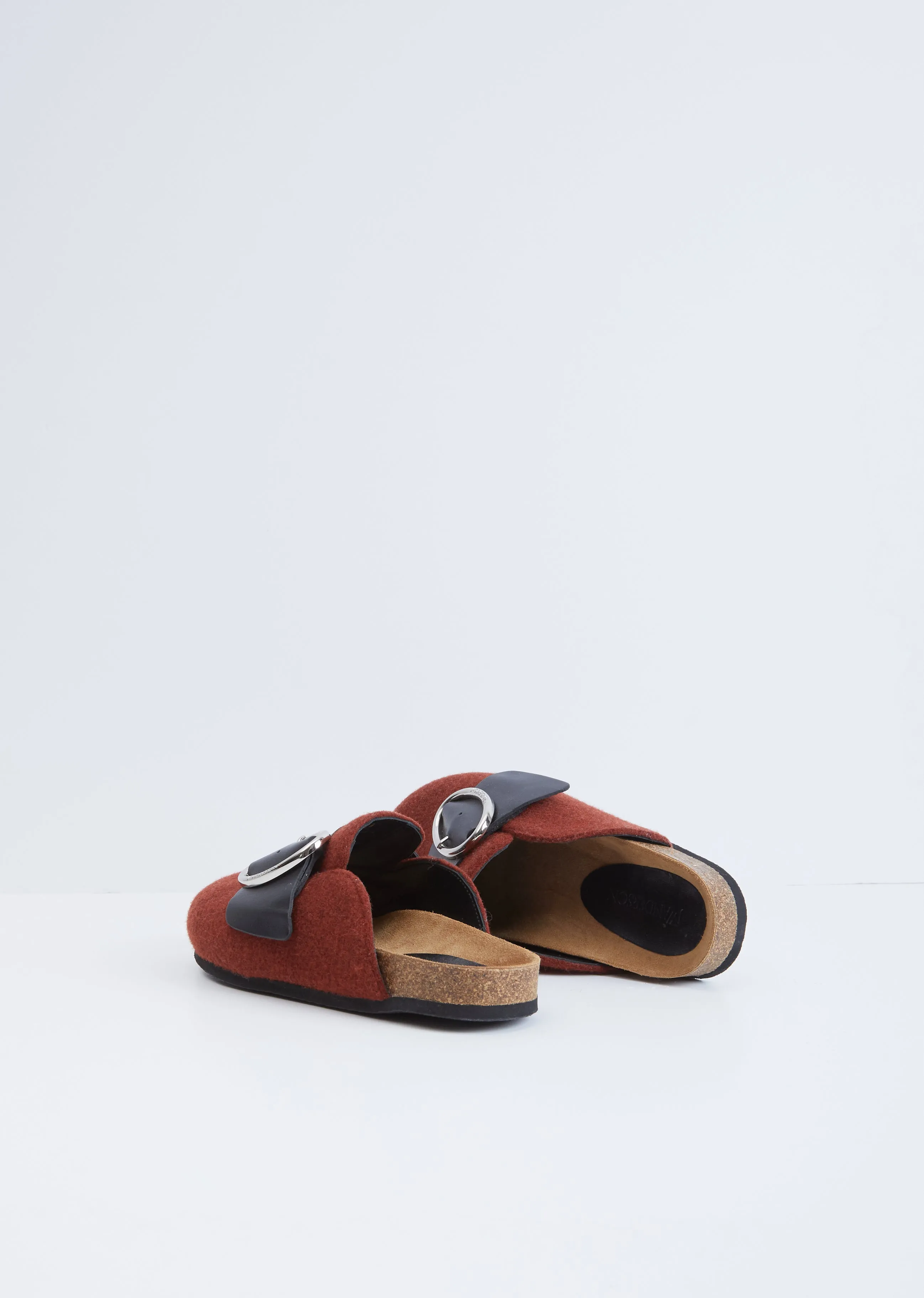 Felt Buckle Loafer — Rust / Black