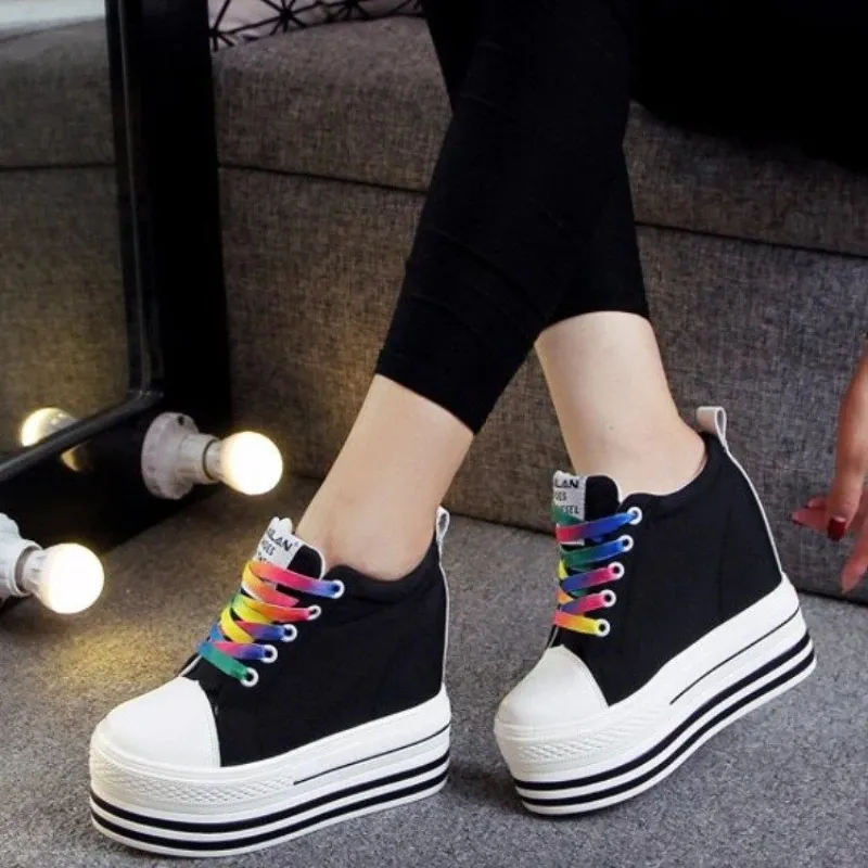 Female Canvas Platform Sneakers / Alternative Lace-up Women's Shoes