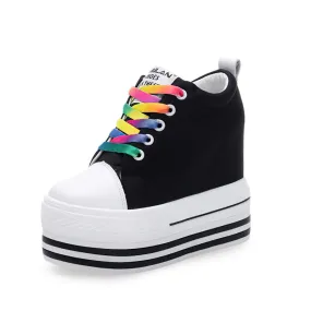 Female Canvas Platform Sneakers / Alternative Lace-up Women's Shoes