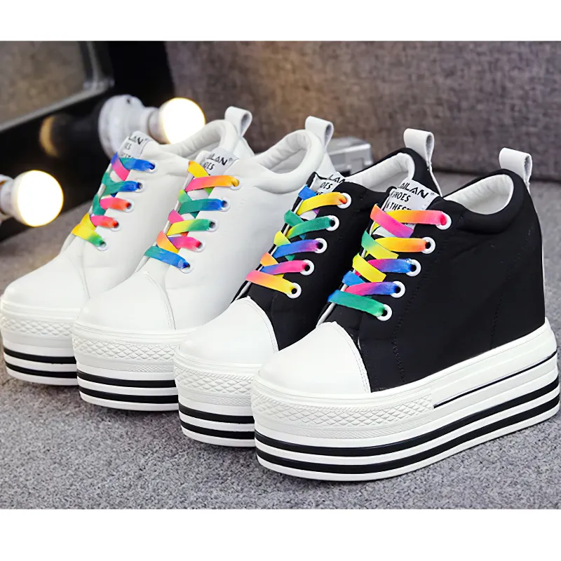 Female Canvas Platform Sneakers / Alternative Lace-up Women's Shoes