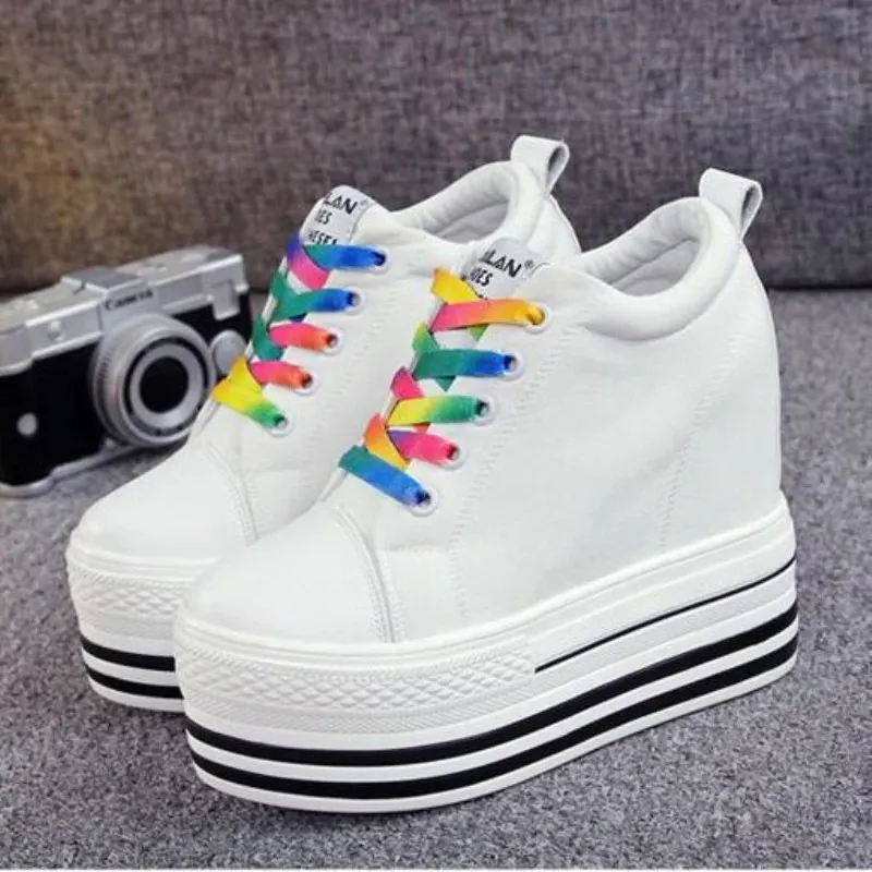 Female Canvas Platform Sneakers / Alternative Lace-up Women's Shoes