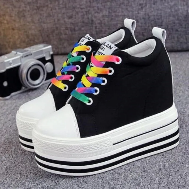 Female Canvas Platform Sneakers / Alternative Lace-up Women's Shoes