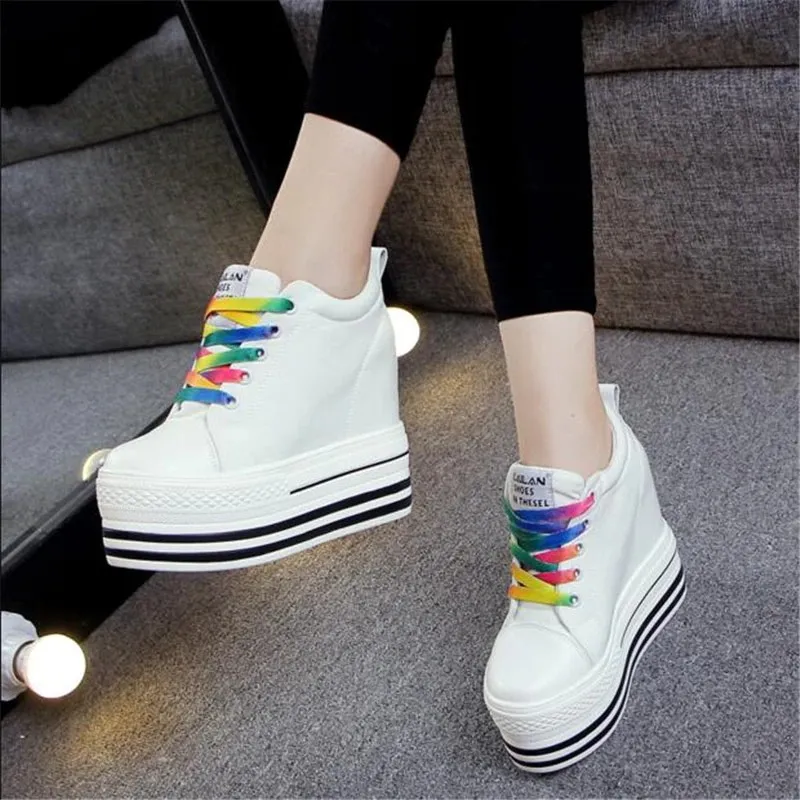 Female Canvas Platform Sneakers / Alternative Lace-up Women's Shoes