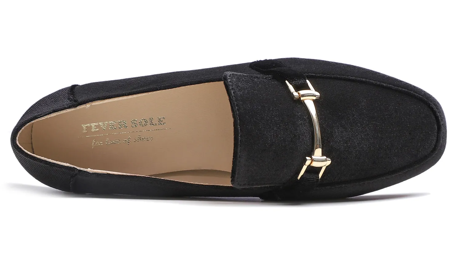 Feversole Women's Fashion Trim Deco Loafer Flats Black Velvet