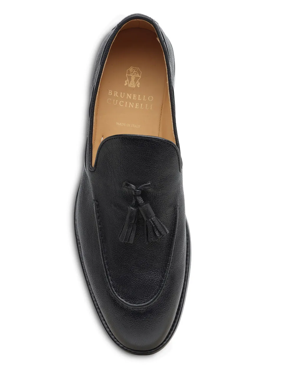 Fine Grain Tassel Loafer in Black