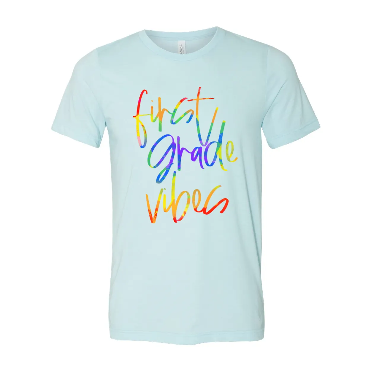 First Grade Vibes Tie Dye Font Tee