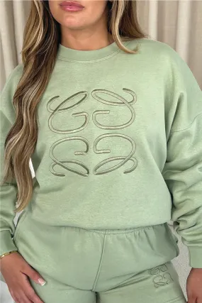 'GeGe' sage embroidered sweater premium essentials