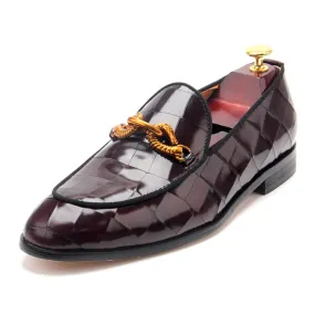 Genuine Leather Metal Appliques Slip-On Loafers