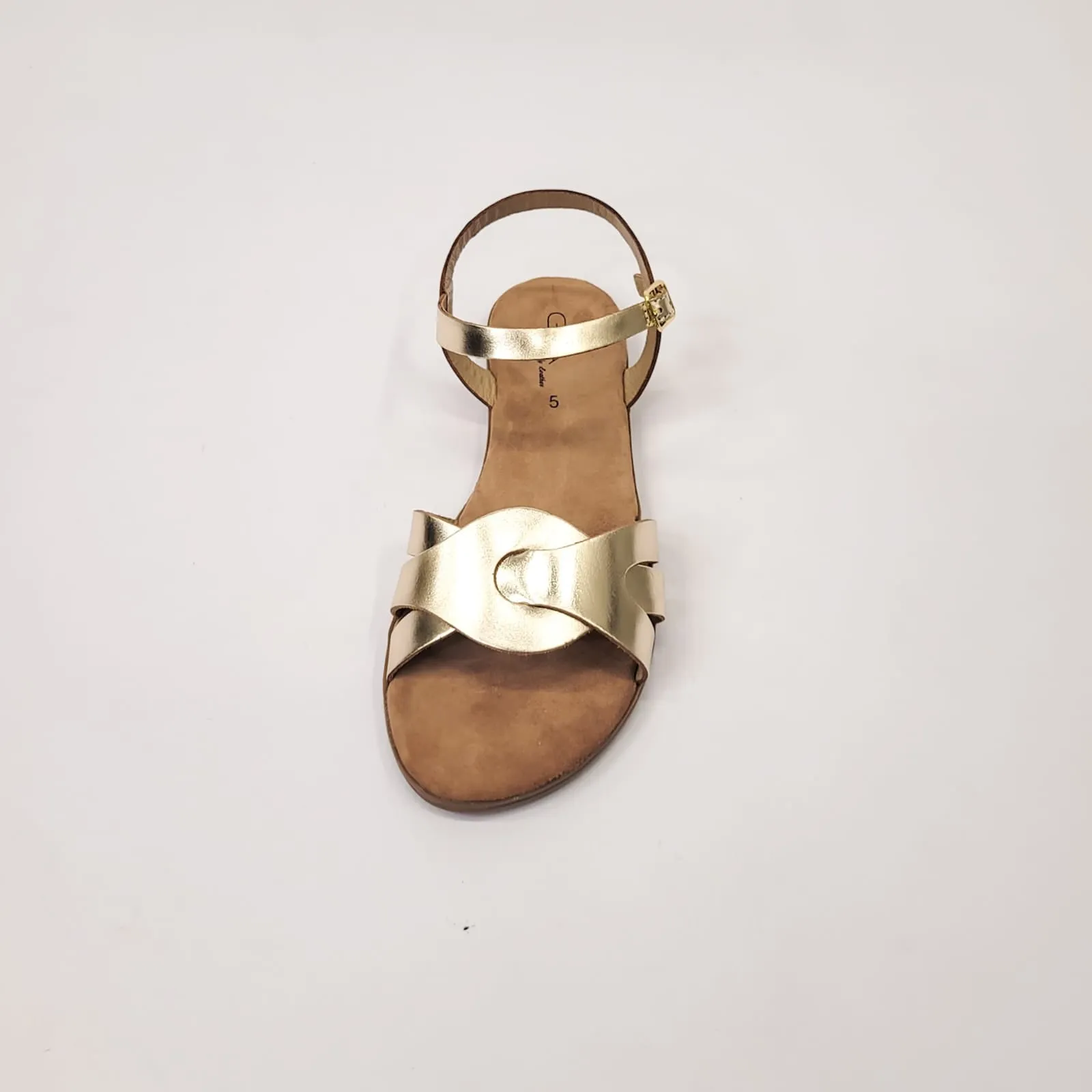 Gia leather gold ankle strap sandal