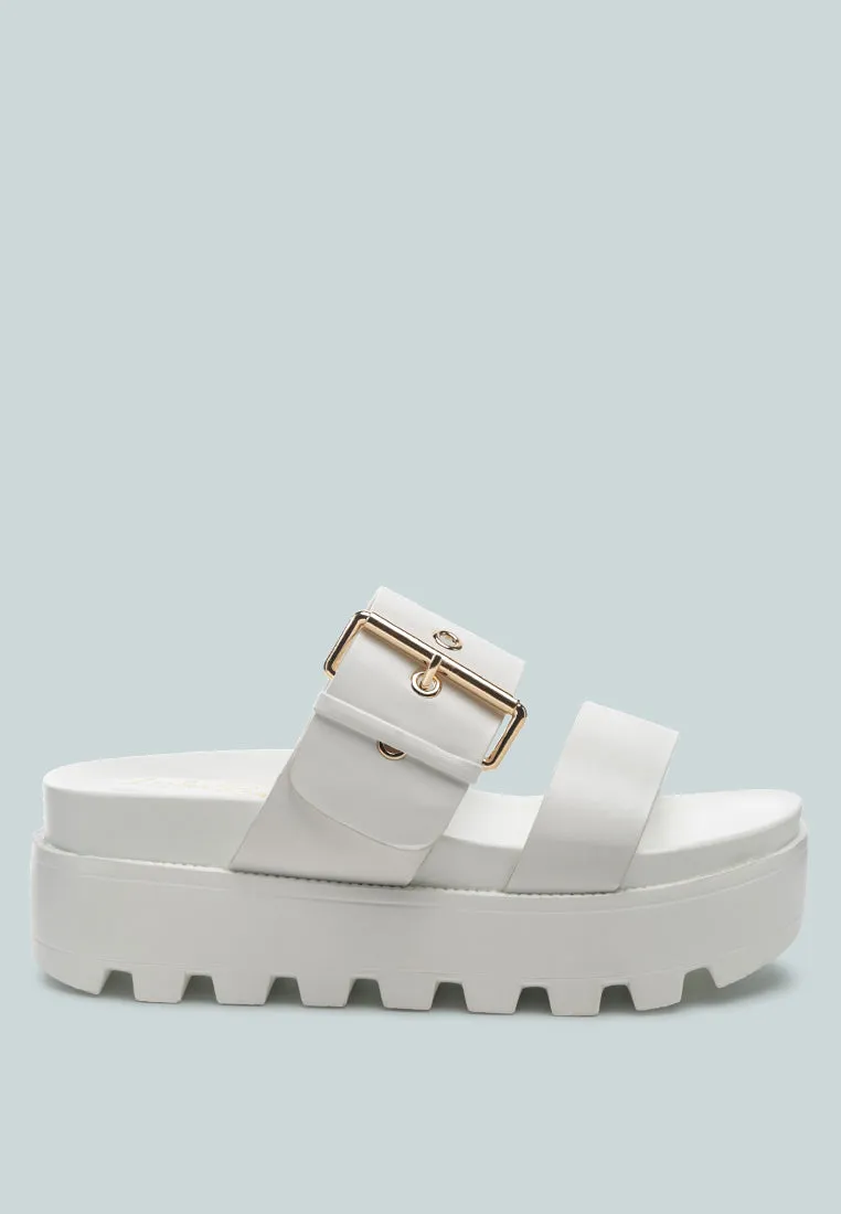 Gound Platform Lug Sole Metal Buckle Sandals