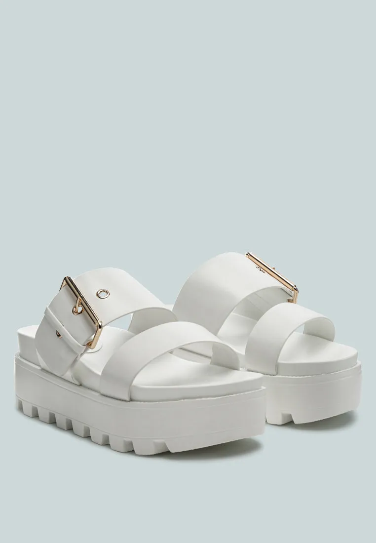 Gound Platform Lug Sole Metal Buckle Sandals