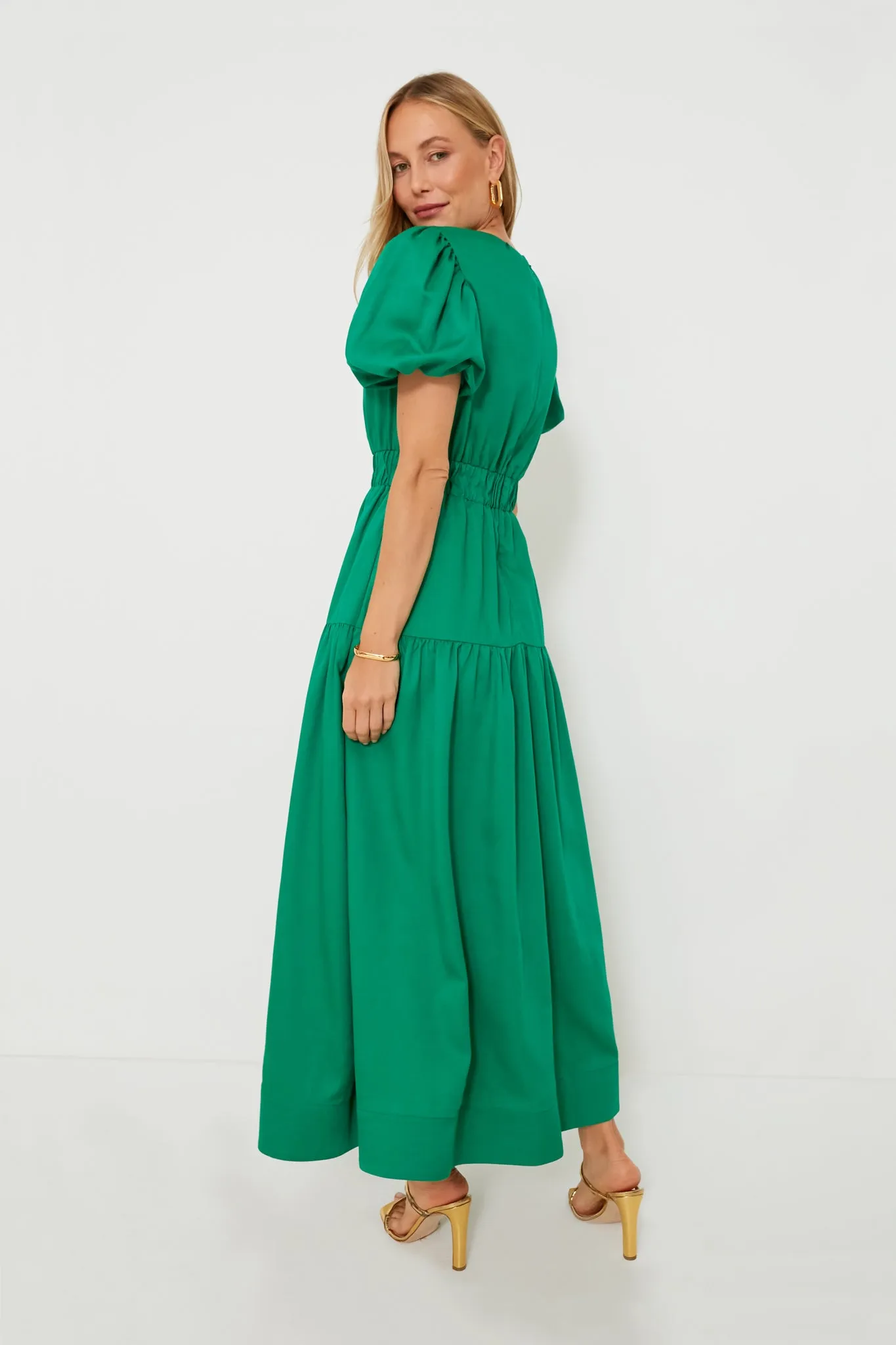 Green Puff Sleeve Ginny Maxi Dress