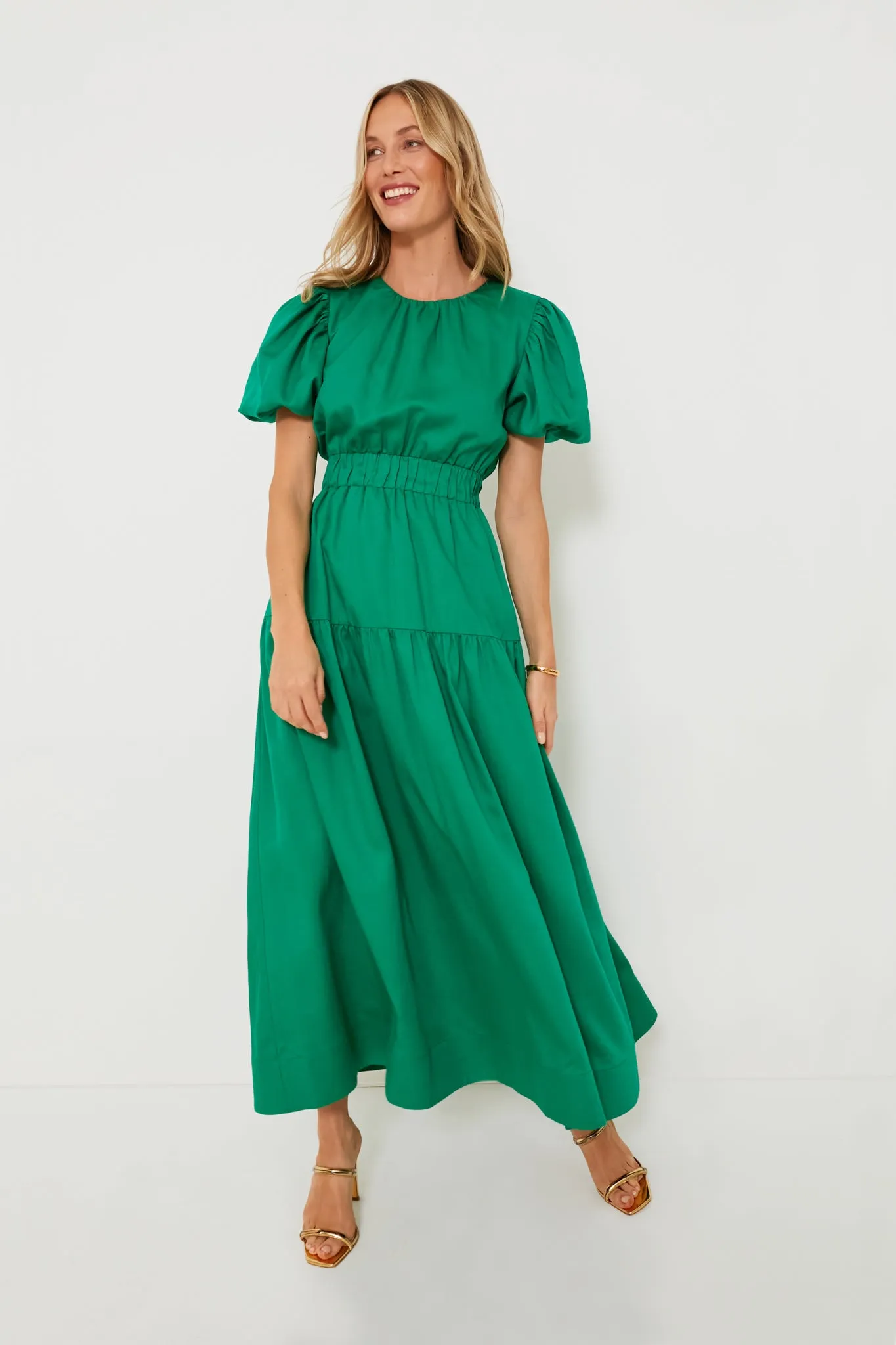 Green Puff Sleeve Ginny Maxi Dress